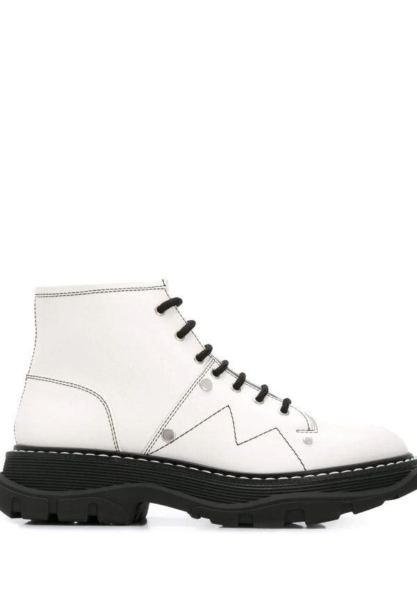 Alexander McQueen militärkängor med snörning - Vit