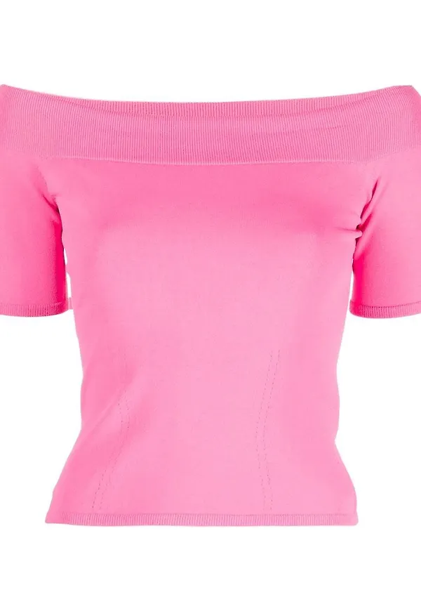Alexander McQueen off-shoulder knitted top - Rosa