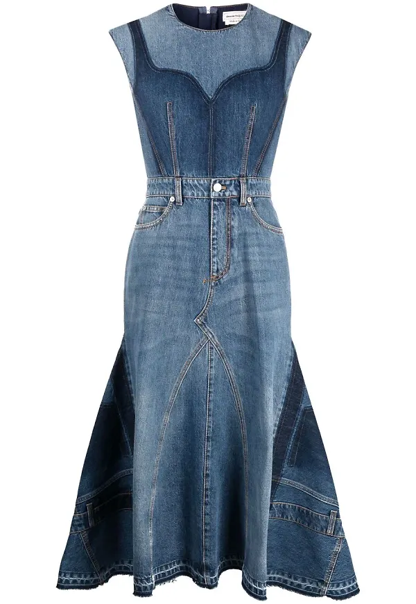 Alexander McQueen omarbetad midiklänning - Blå