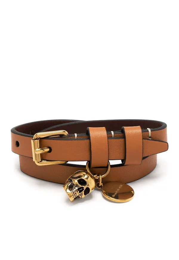 Alexander McQueen omlottarmband med dödskalle - Brun