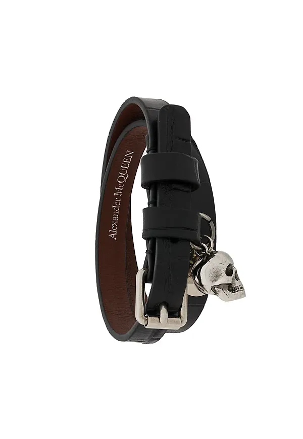 Alexander McQueen omlottarmband med dödskalle - Svart