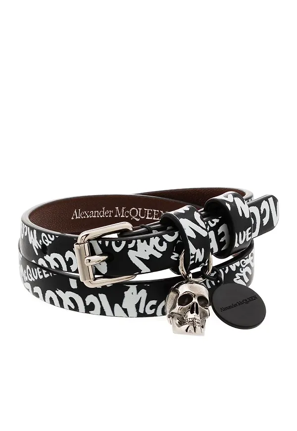 Alexander McQueen omlottarmband med graffititryck - Svart