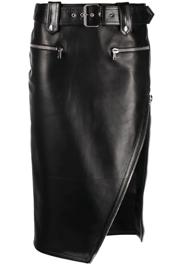 Alexander McQueen pennkjol i bikermodell - Svart
