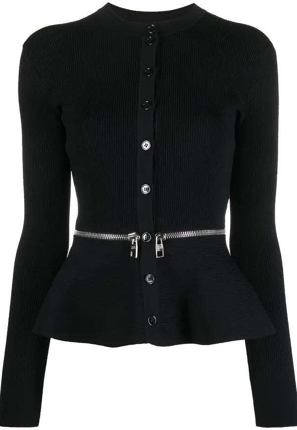 Alexander McQueen peplum-kofta med dragkedja - Svart