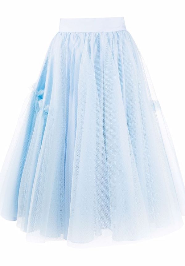Alexander McQueen plisserad A-linjeformad tyllkjol - Blå