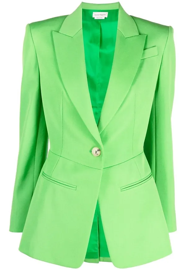Alexander McQueen plisserad enkelknäppt blazer - Grön