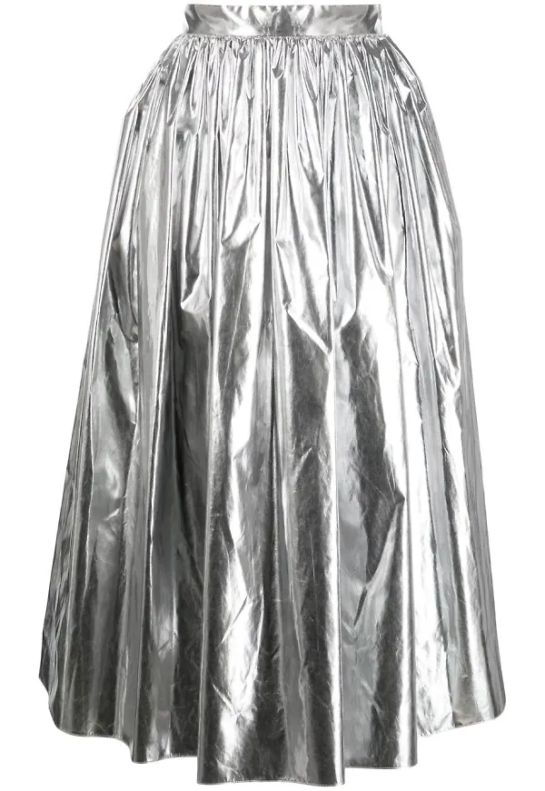 Alexander McQueen plisserad midikjol - Silverfärgad
