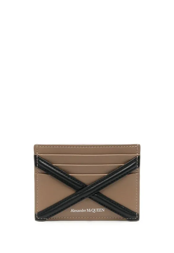 Alexander McQueen plånbok med kontrasterande foder - Brun