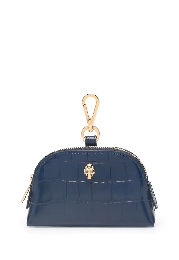 Alexander McQueen plånbok med krokodileffekt - Blå