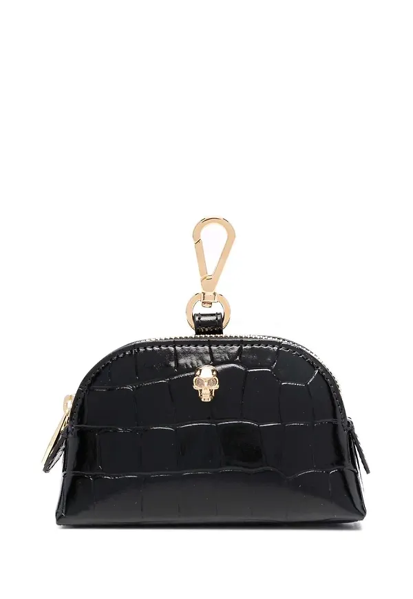 Alexander McQueen plånbok med krokodileffekt - Svart