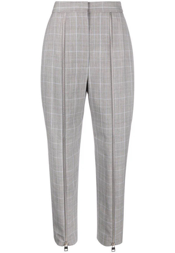 Alexander McQueen Prince of Wales-rutiga byxor med dragkedja - Grå
