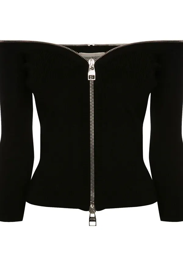 Alexander McQueen pullover-topp med dragkedja - Svart
