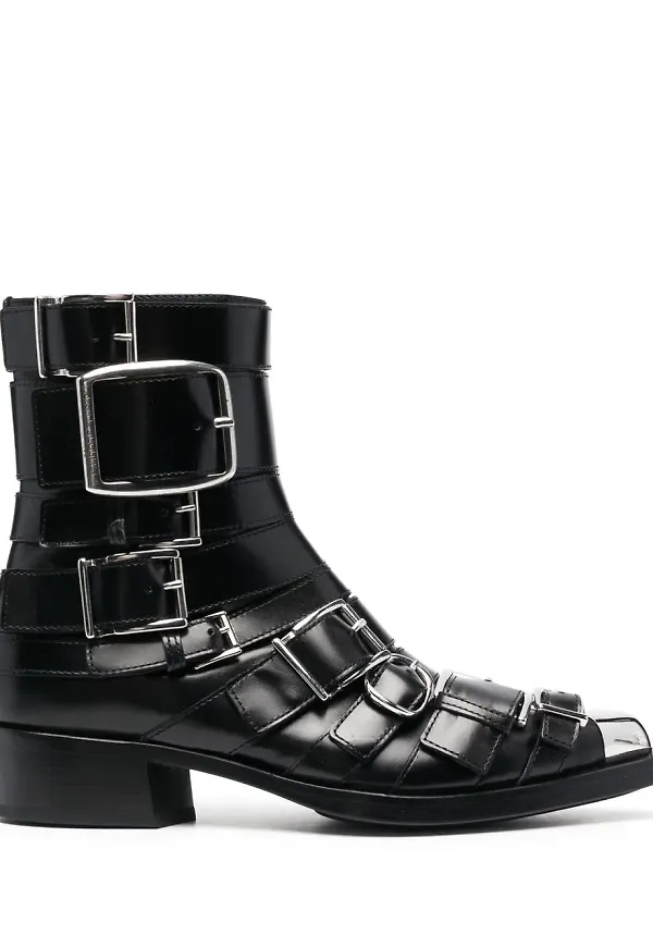 Alexander McQueen Punk stövletter med spännen - Svart