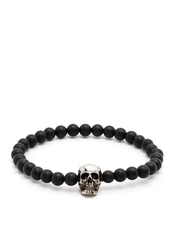 Alexander McQueen pärlat armband med dödskalle - Svart
