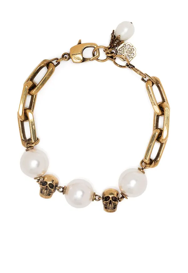 Alexander McQueen pärlprytt armband - Guldfärgad