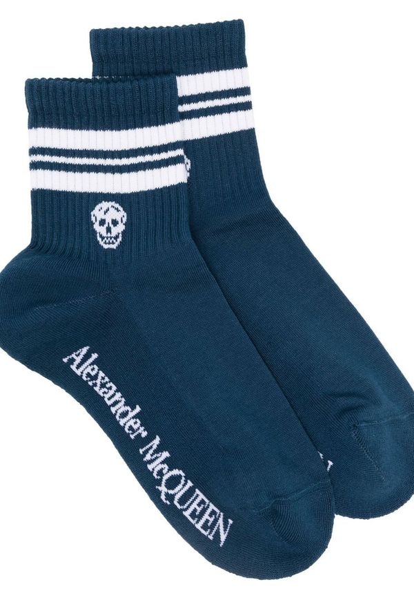 Alexander McQueen randiga strumpor med dödskalle - Blå