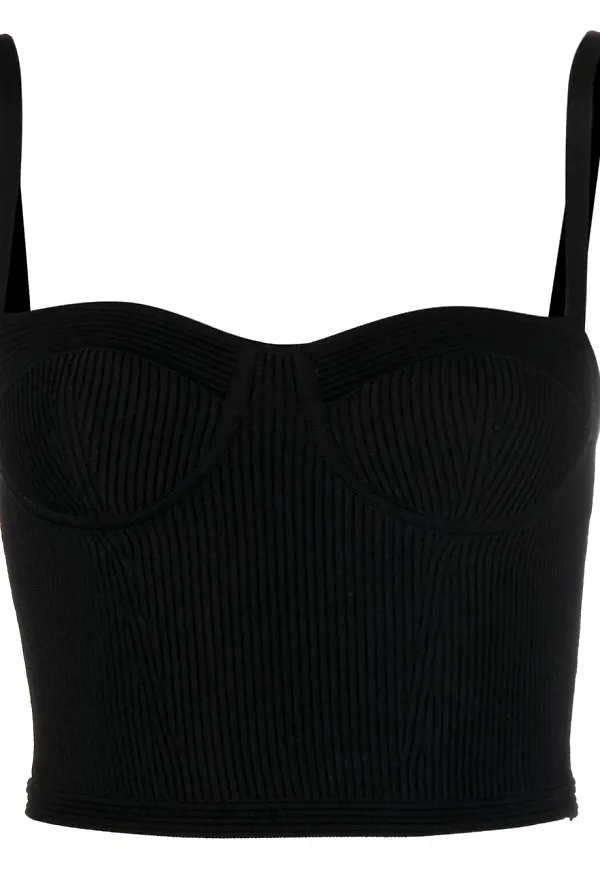 Alexander McQueen ribbad croptop med bustier-design - Svart