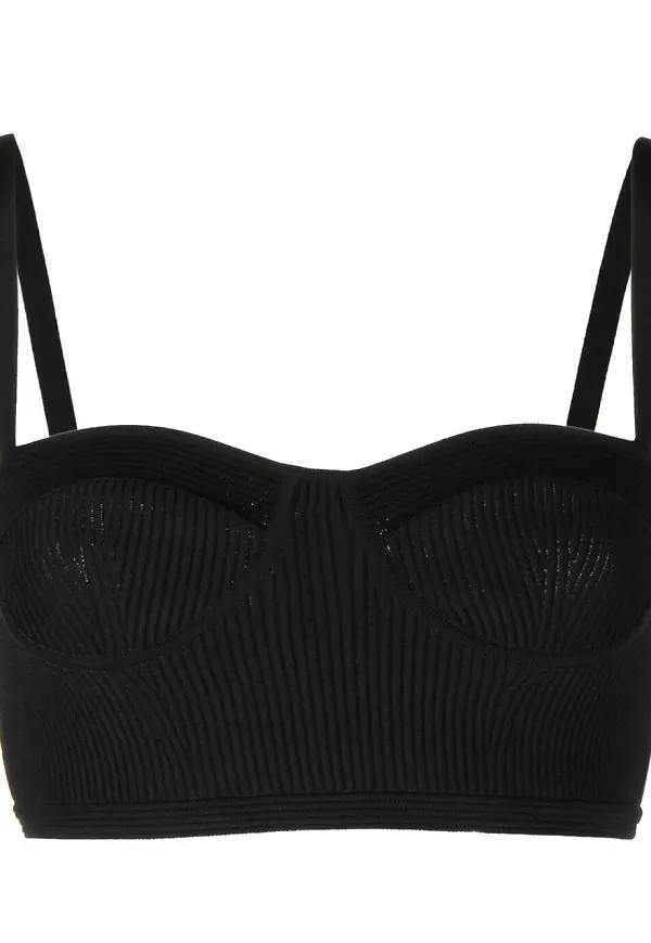 Alexander McQueen ribbed-knit bra top - Svart
