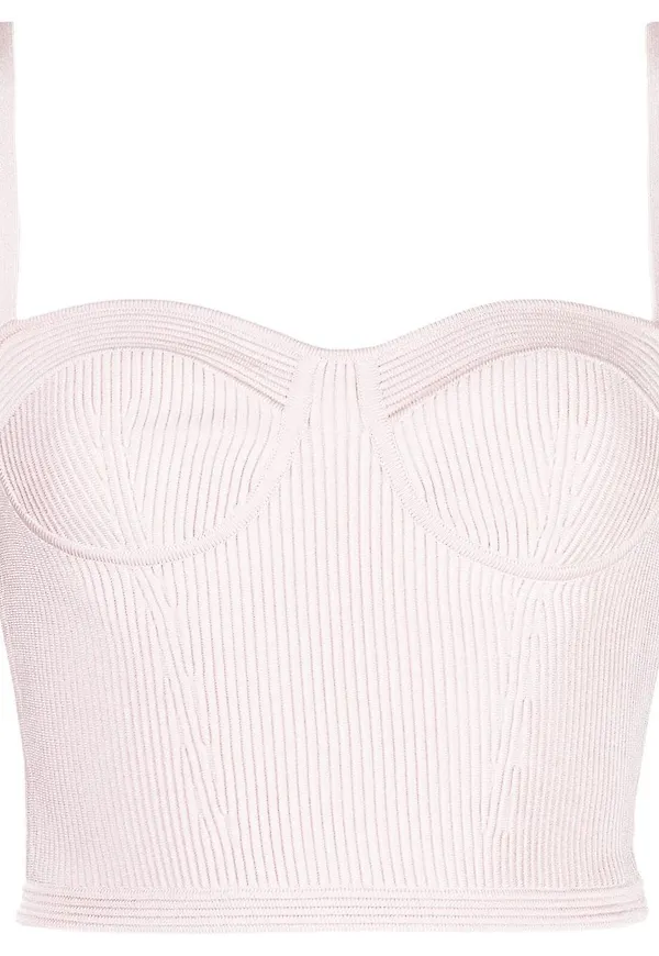 Alexander McQueen ribbstickad beskuren bustiertopp - Rosa