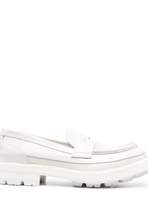 Alexander McQueen ridged-sole penny loafers - Vit