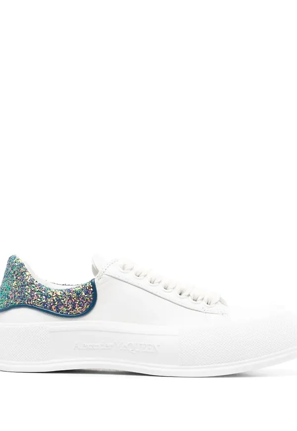 Alexander McQueen Runway lädersneakers med glitter - Vit