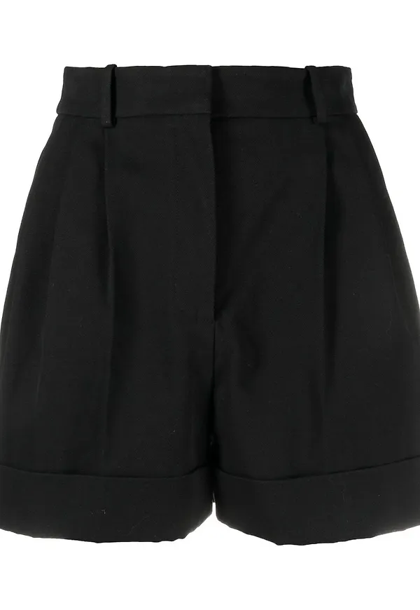 Alexander McQueen shorts med plisserad midja - Svart