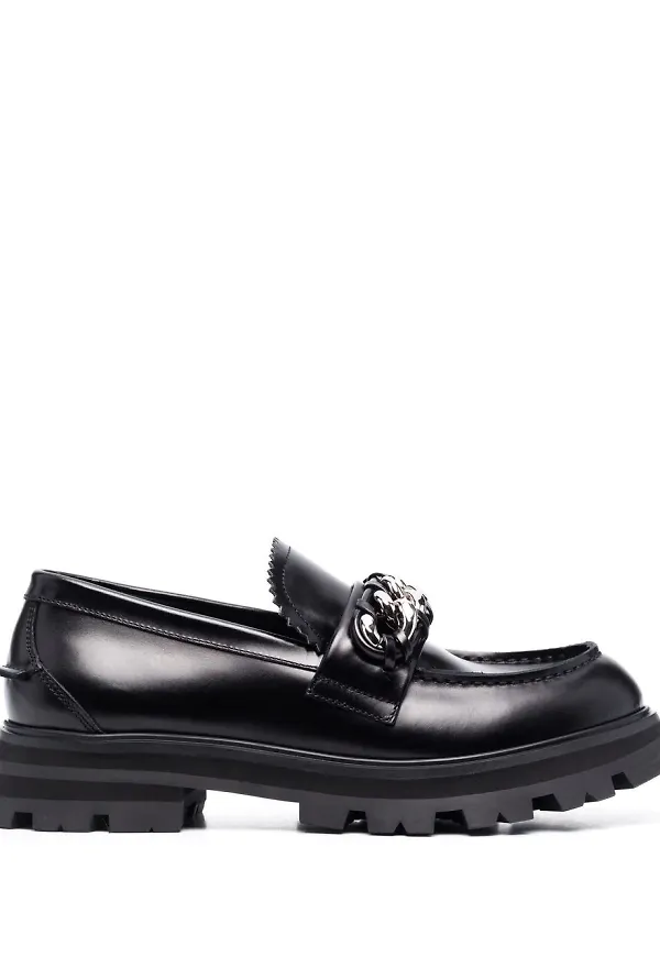Alexander McQueen silverfärgade loafers - Svart