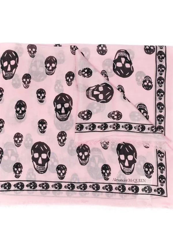 Alexander McQueen sjal med dödskalle - Rosa