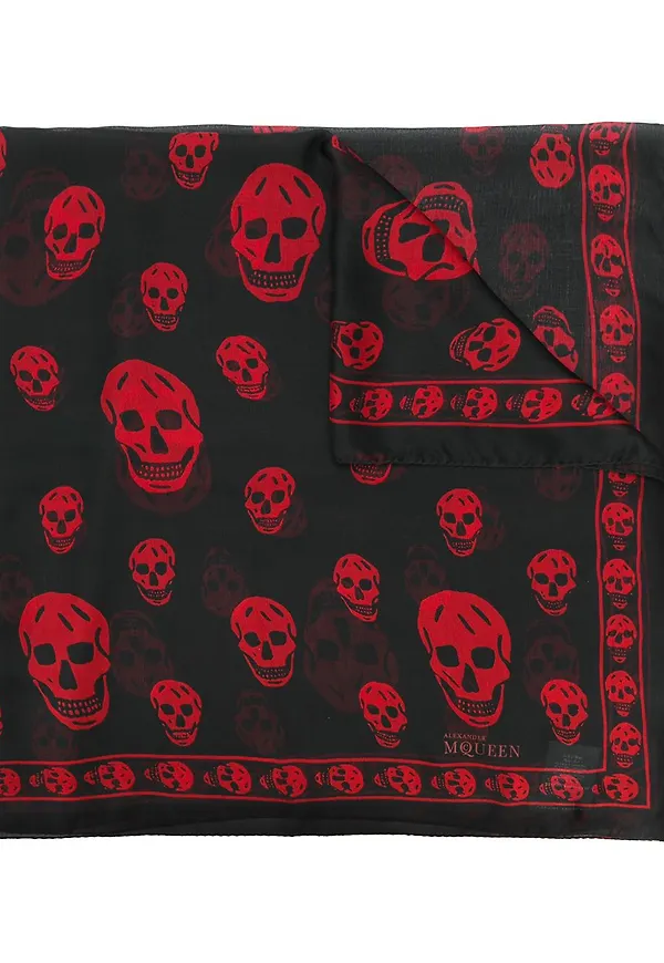Alexander McQueen sjal med dödskallemotiv - Svart