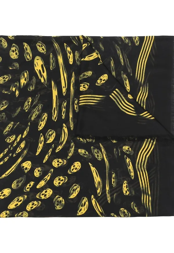 Alexander McQueen sjal med dödskallemotiv - Svart
