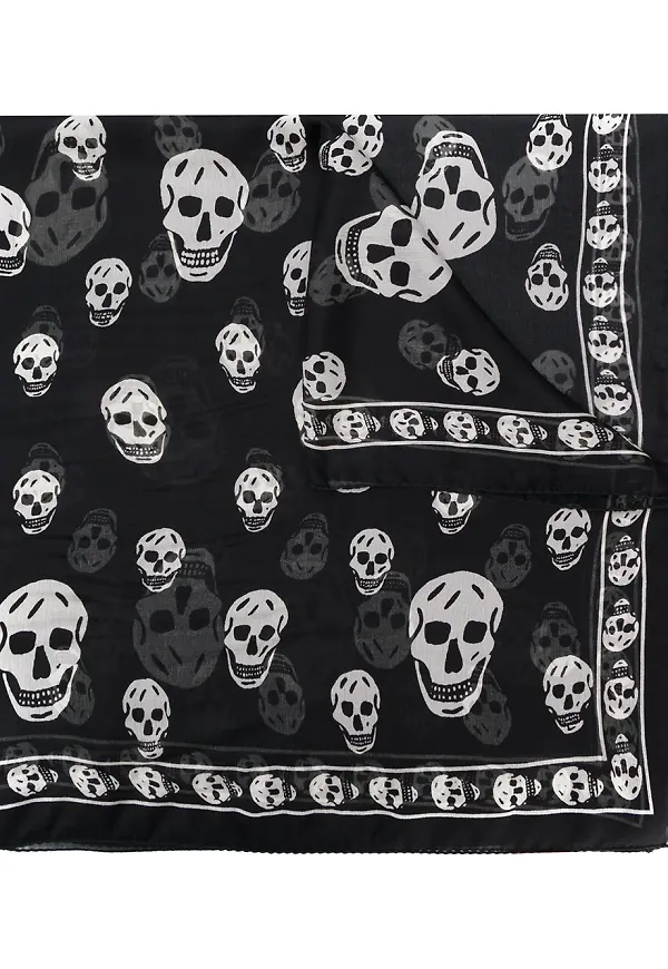 Alexander McQueen sjal med dödskallemotiv - Svart