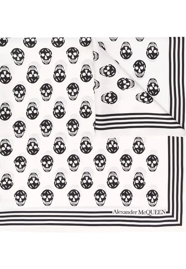 Alexander McQueen sjal med dödskallemotiv - Vit