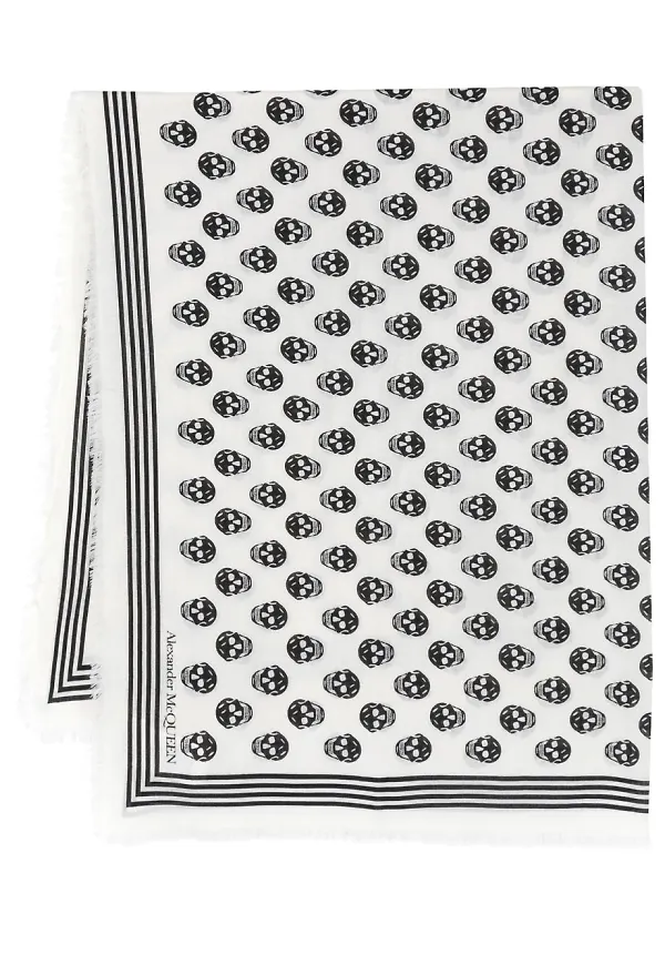 Alexander McQueen sjal med dödskalletryck - Neutral