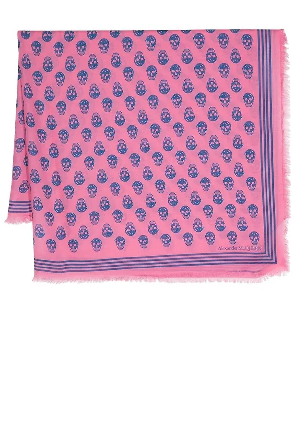 Alexander McQueen sjal med dödskalletryck - Rosa