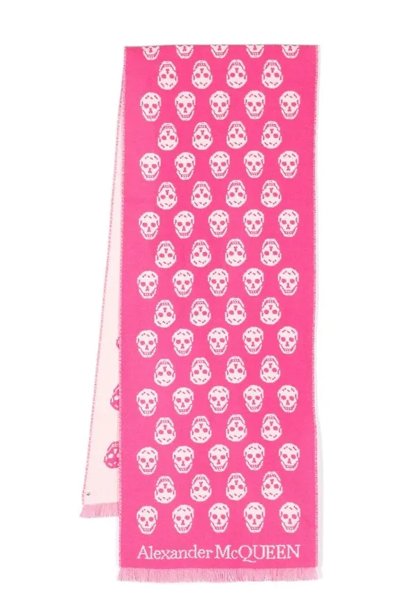 Alexander McQueen sjal med dödskalletryck - Rosa