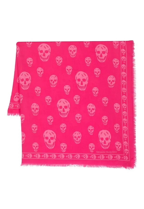 Alexander McQueen sjal med dödskalletryck - Rosa