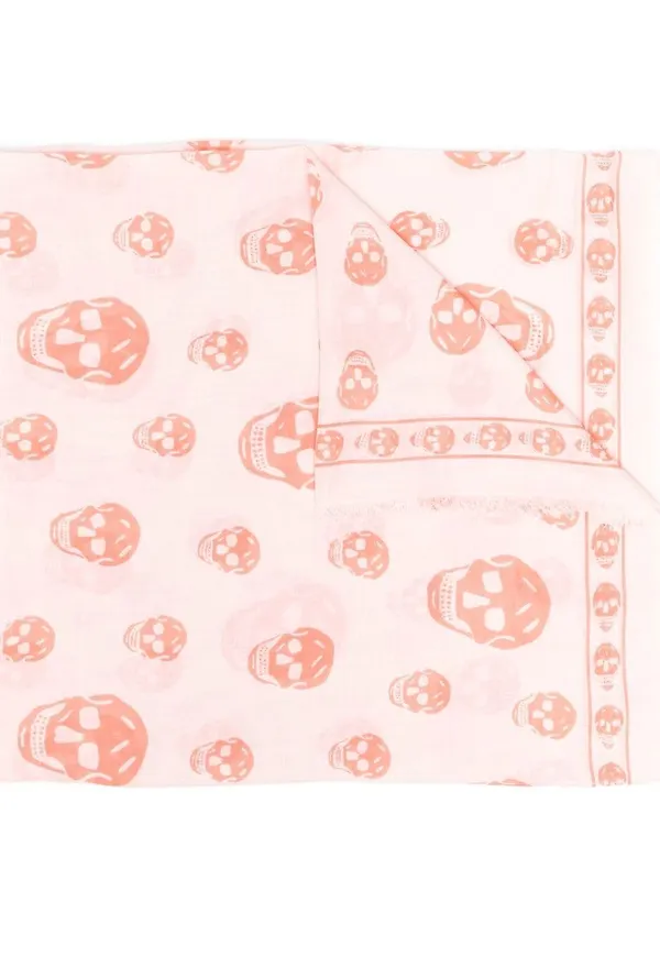 Alexander McQueen sjal med dödskalletryck - Rosa