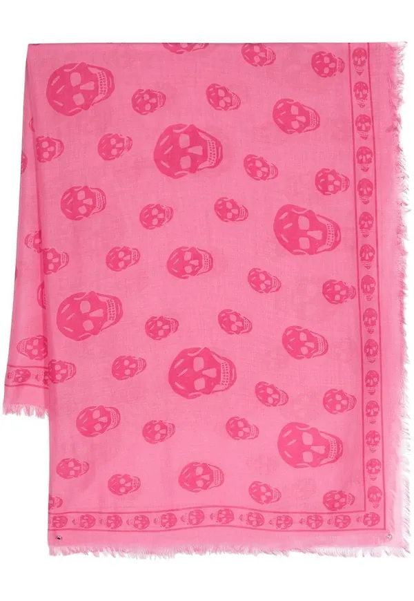 Alexander McQueen sjal med fransar - Rosa