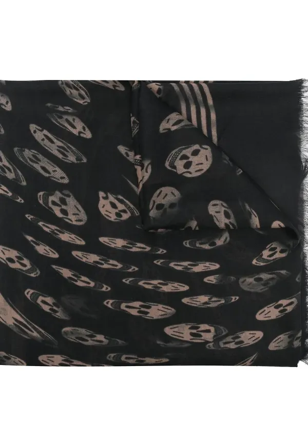 Alexander McQueen sjal med fransar - Svart