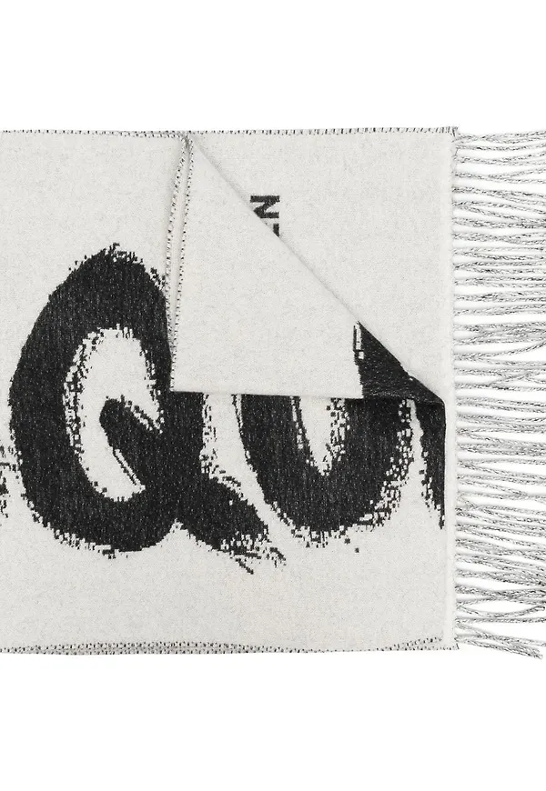 Alexander McQueen sjal med graffititryck - Grå
