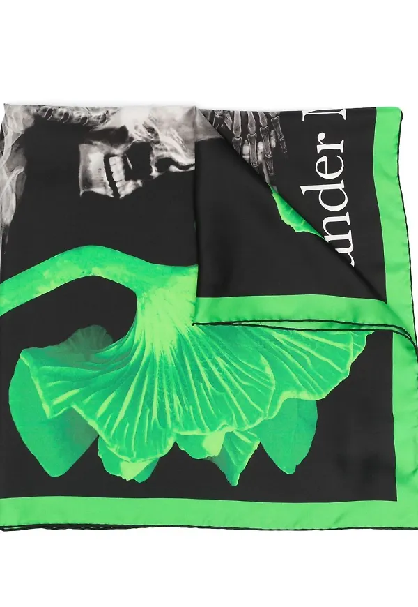 Alexander McQueen sjal med skelettryck - Svart
