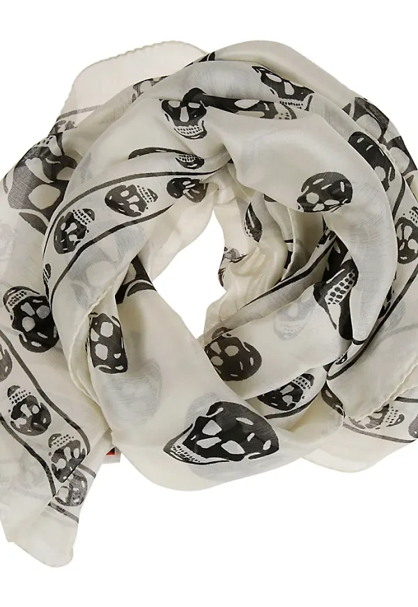 Alexander McQueen Skalle halsduk Beige, Dam