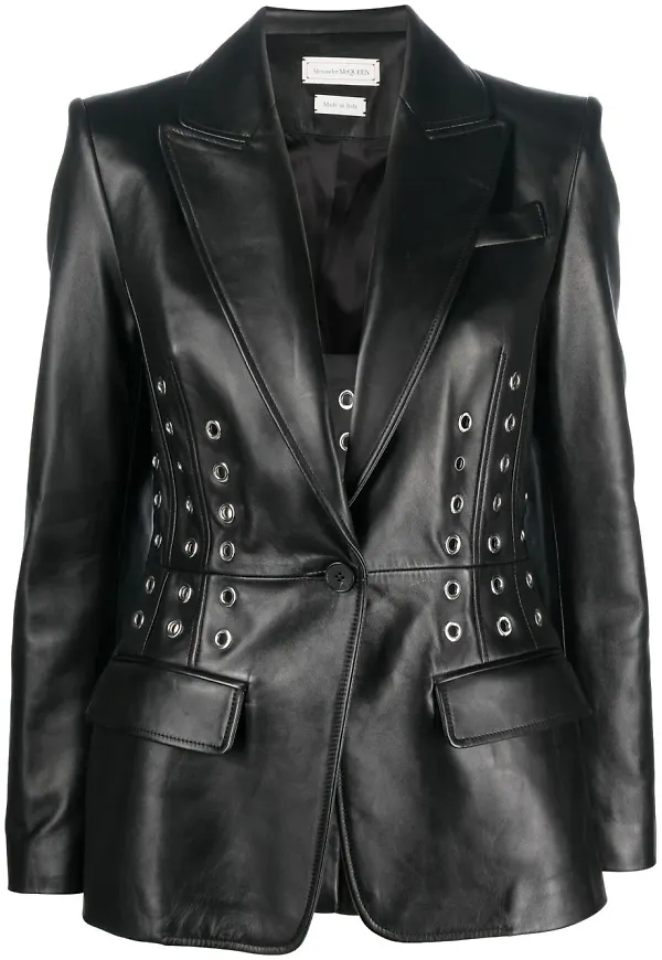Alexander McQueen skinnblazer med öljetter - Svart