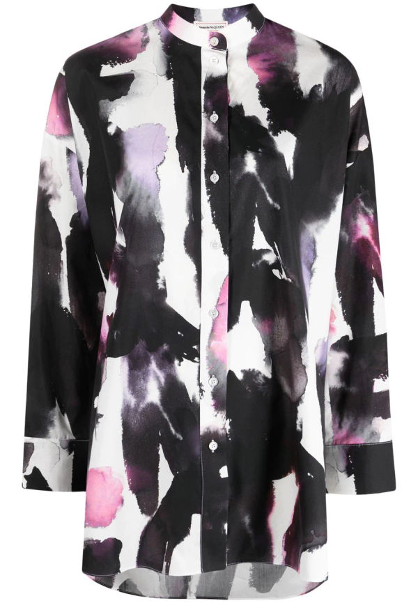 Alexander McQueen skjorta med vattenfärgseffekt - Svart