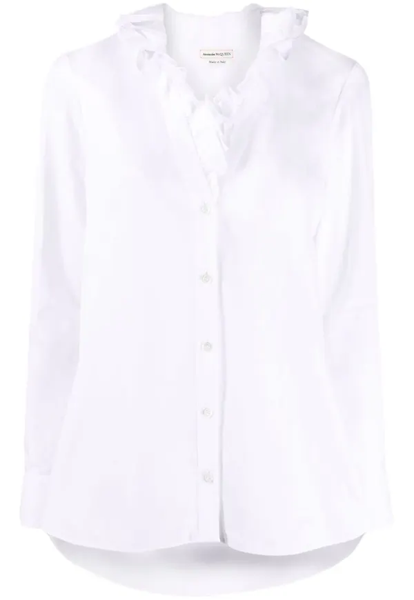 Alexander McQueen skjorta med volangkrage - Vit