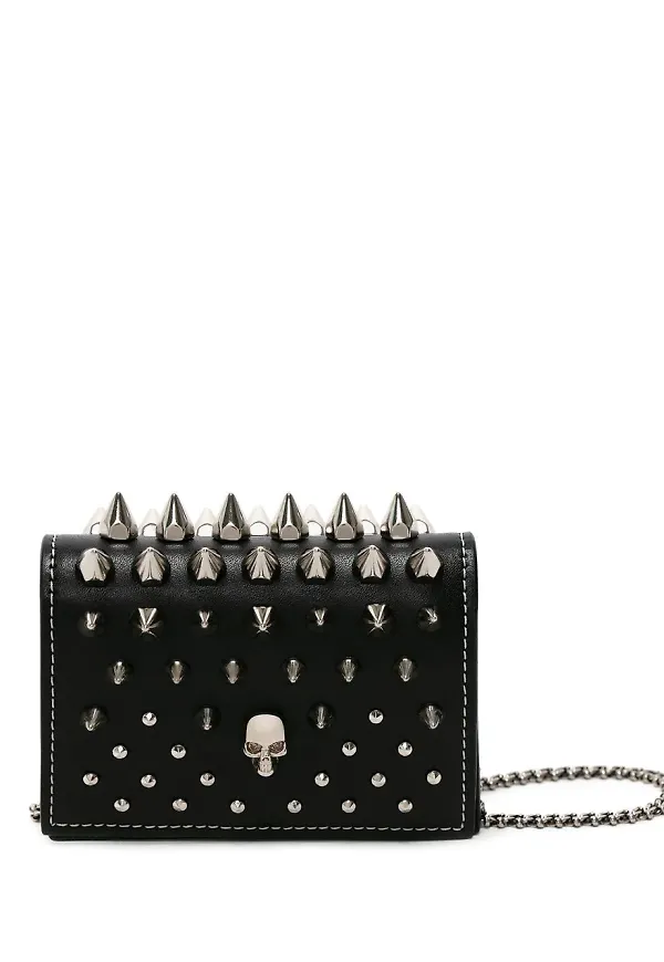 Alexander McQueen skull-embellished leather wallet - Svart