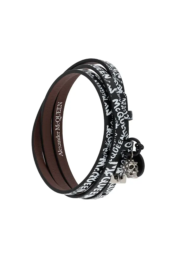 Alexander McQueen Skull graffitimönstrat armband - Svart