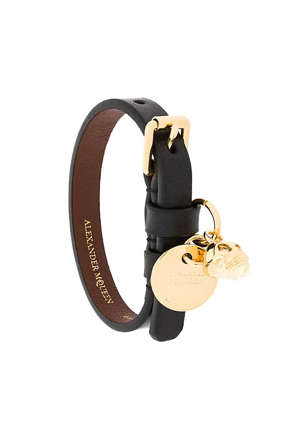 Alexander McQueen skull wrap bracelet - Svart