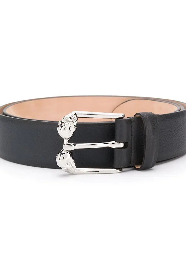 Alexander McQueen skärp med dödskalle - Svart