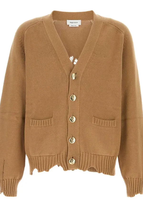 Alexander McQueen sliten kofta med dödskalle - Neutral